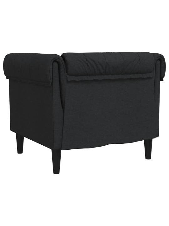 Chesterfield atpūtas krēsls, melns audums