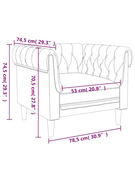 Chesterfield atpūtas krēsls, melns audums