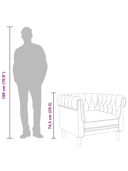 Chesterfield atpūtas krēsls, melns audums