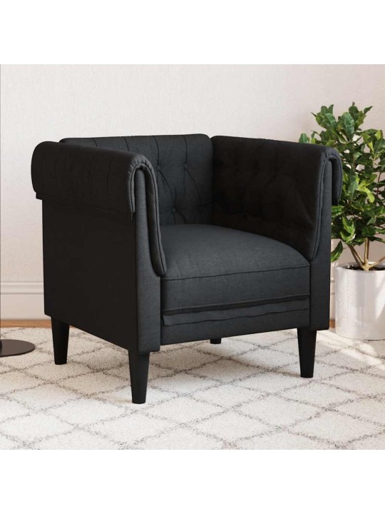 Chesterfield atpūtas krēsls, melns audums