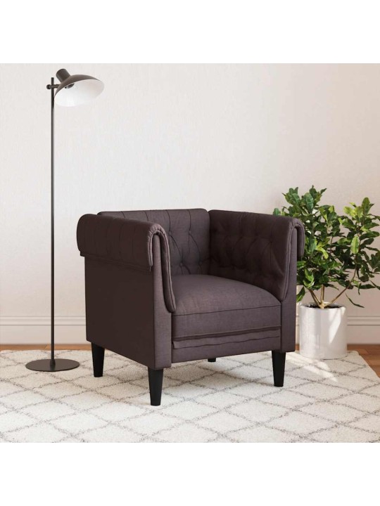 Chesterfield atpūtas krēsls, tumši brūns audums