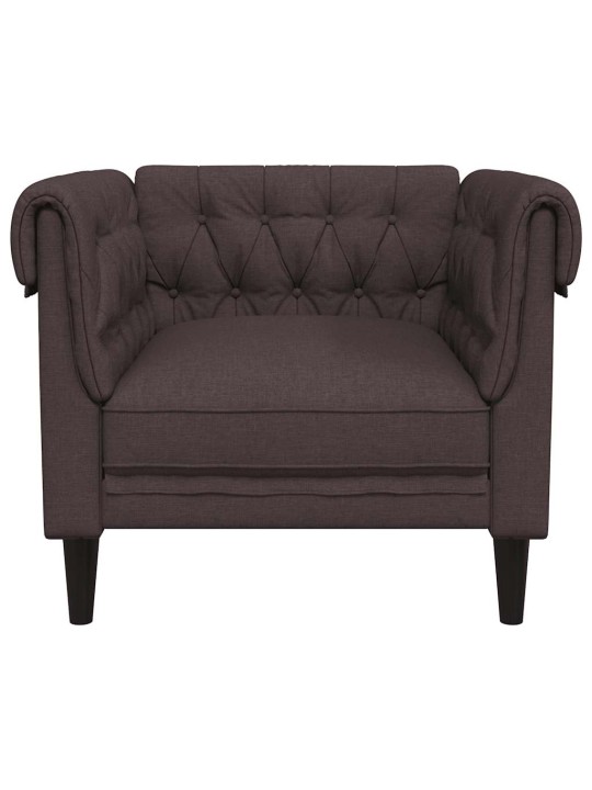 Chesterfield atpūtas krēsls, tumši brūns audums