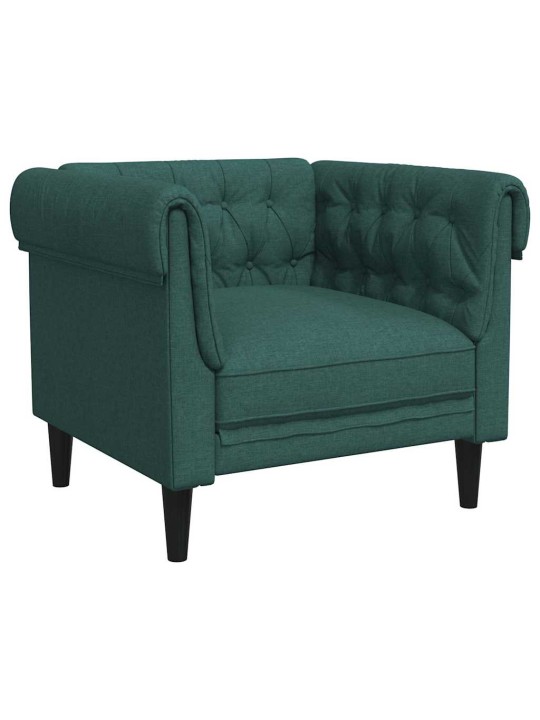 Chesterfield atpūtas krēsls, tumši zaļš audums