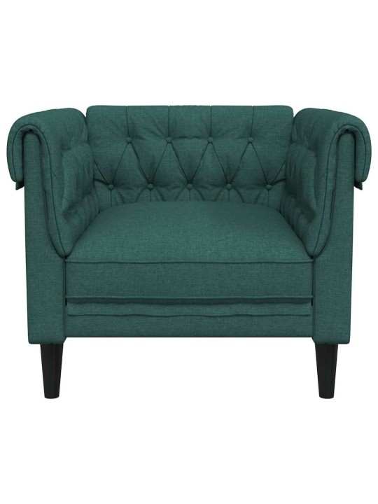 Chesterfield atpūtas krēsls, tumši zaļš audums