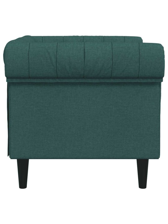 Chesterfield atpūtas krēsls, tumši zaļš audums