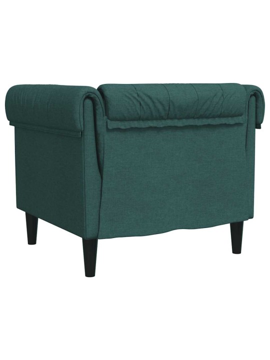 Chesterfield atpūtas krēsls, tumši zaļš audums