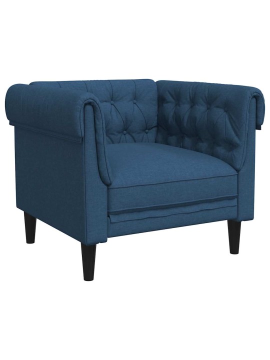 Chesterfield atpūtas krēsls, zils audums