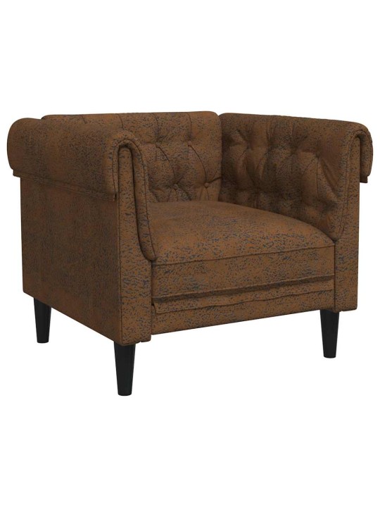 Chesterfield atpūtas krēsls, brūns audums