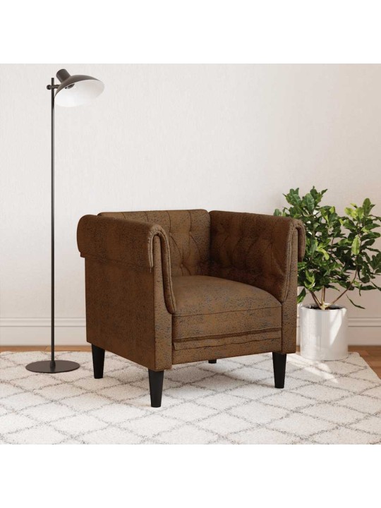 Chesterfield atpūtas krēsls, brūns audums