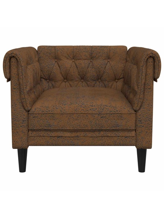 Chesterfield atpūtas krēsls, brūns audums