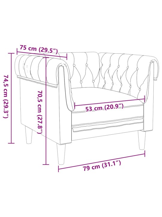 Chesterfield atpūtas krēsls, brūns audums