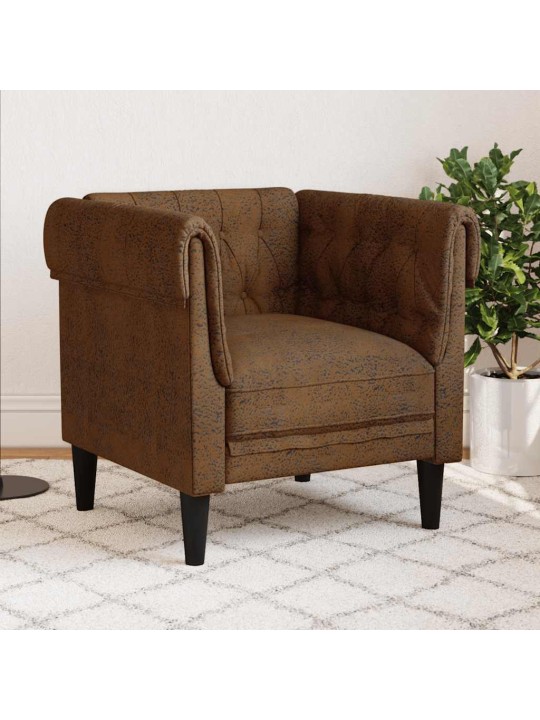 Chesterfield atpūtas krēsls, brūns audums