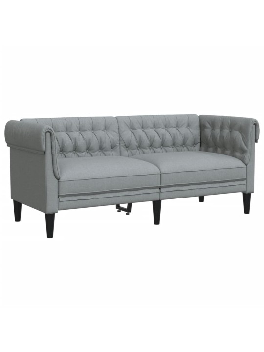 Divvietīgs Chesterfield dīvāns, gaiši pelēks audums