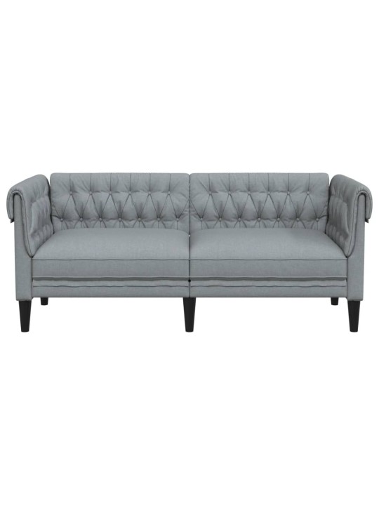 Divvietīgs Chesterfield dīvāns, gaiši pelēks audums