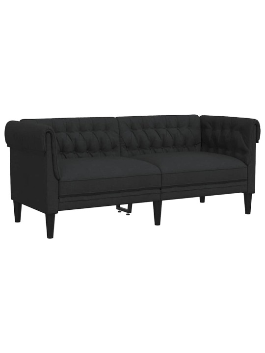 Divvietīgs Chesterfield dīvāns, melns audums