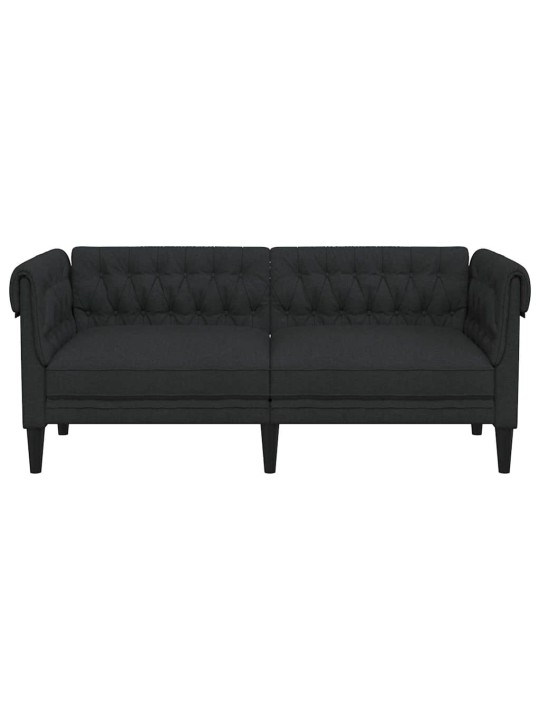 Divvietīgs Chesterfield dīvāns, melns audums