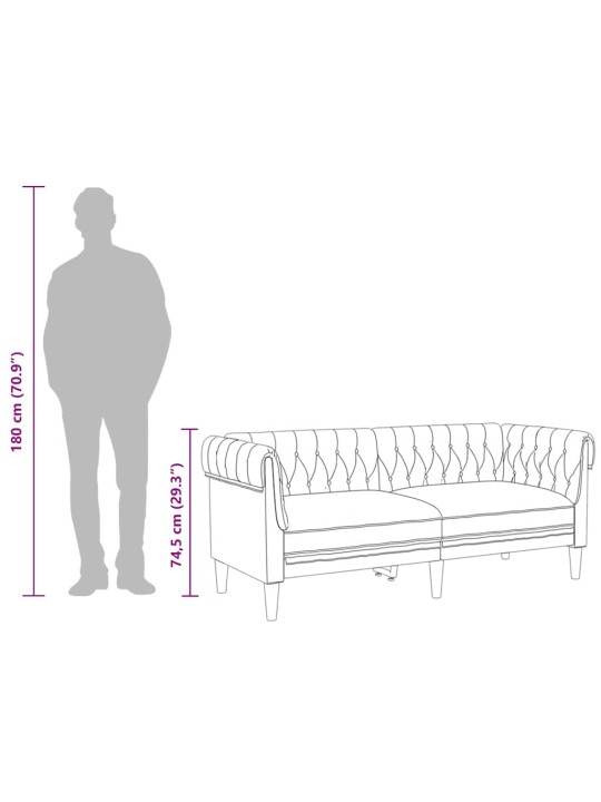 Divvietīgs Chesterfield dīvāns, melns audums
