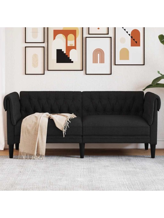 Divvietīgs Chesterfield dīvāns, melns audums