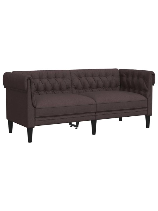 Divvietīgs chesterfield dīvāns, tumši brūns audums