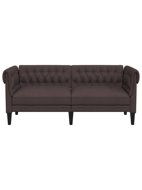 Divvietīgs chesterfield dīvāns, tumši brūns audums