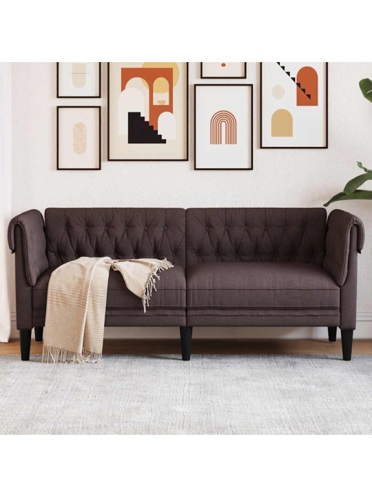 Divvietīgs chesterfield dīvāns, tumši brūns audums