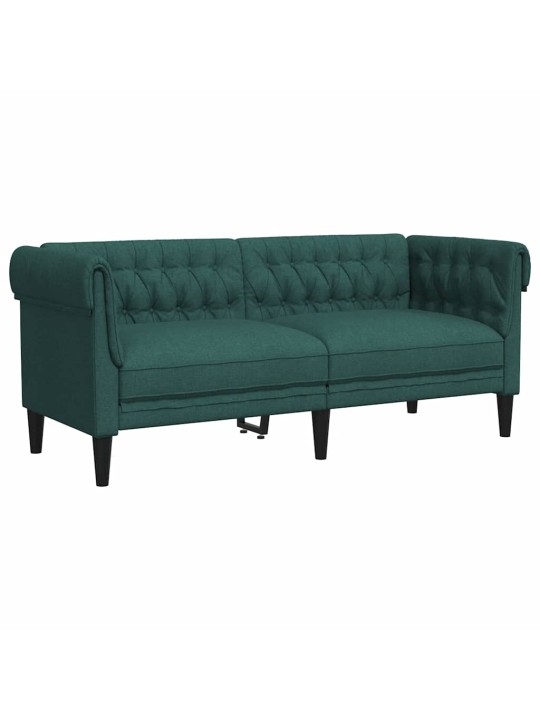 Divvietīgs chesterfield dīvāns, tumši zaļš audums