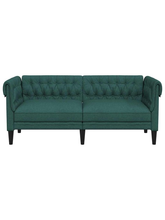 Divvietīgs chesterfield dīvāns, tumši zaļš audums