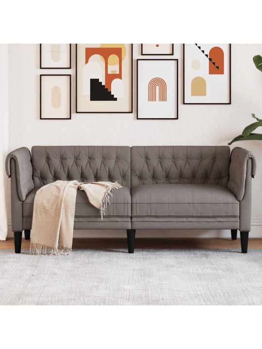 Divvietīgs chesterfield dīvāns, pelēkbrūns audums