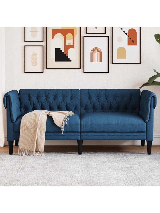 Divvietīgs chesterfield dīvāns, zils audums