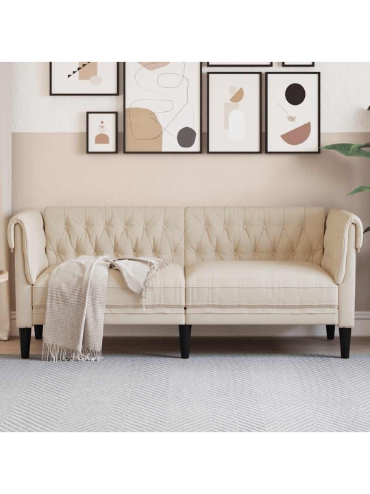 Divvietīgs chesterfield atpūtas krēsls, lins