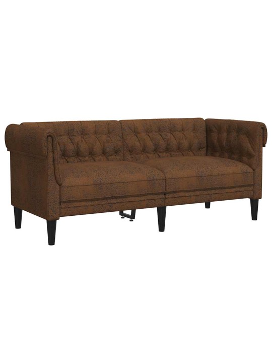 Divvietīgs chesterfield dīvāns, brūns audums
