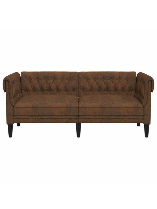 Divvietīgs chesterfield dīvāns, brūns audums