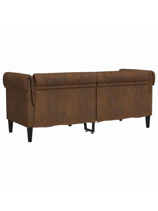 Divvietīgs chesterfield dīvāns, brūns audums