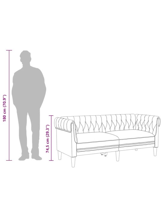 Divvietīgs chesterfield dīvāns, brūns audums
