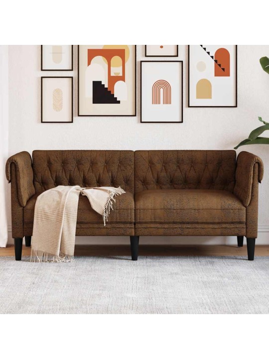 Divvietīgs chesterfield dīvāns, brūns audums