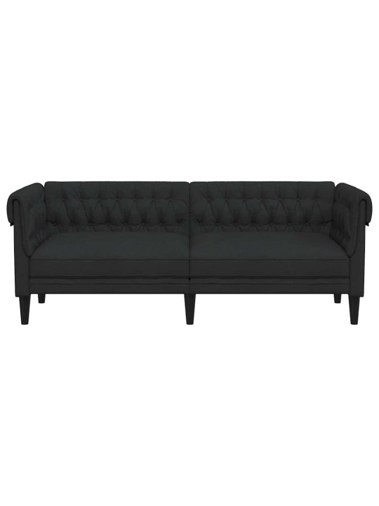 Trīsvietīgs chesterfield dīvāns, melns audums