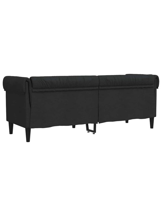 Trīsvietīgs chesterfield dīvāns, melns audums