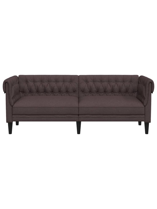 Trīsvietīgs chesterfield dīvāns, tumši brūns audums