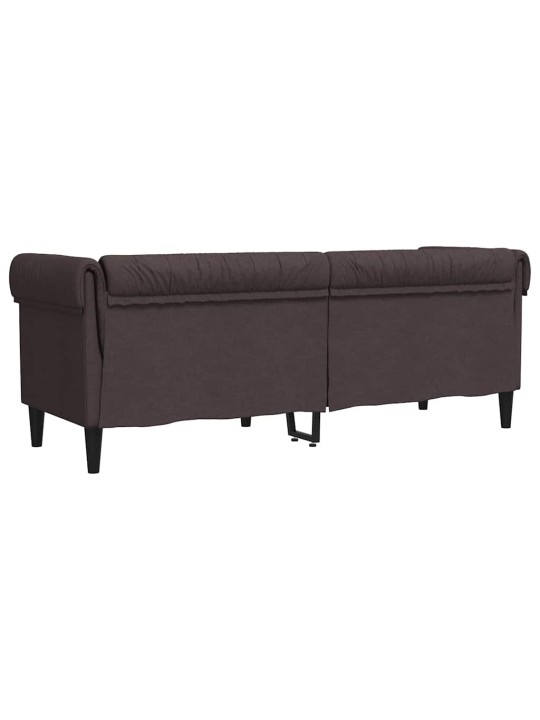 Trīsvietīgs chesterfield dīvāns, tumši brūns audums