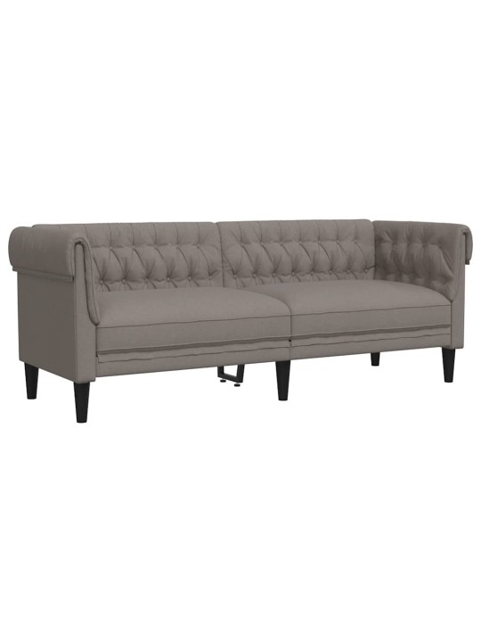 Trīsvietīgs Chesterfield dīvāns, pelēkbrūns audums