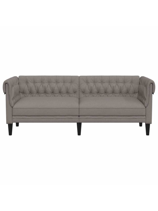 Trīsvietīgs Chesterfield dīvāns, pelēkbrūns audums