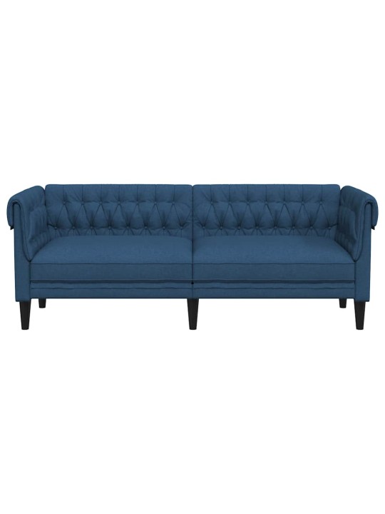 Trīsvietīgs chesterfield dīvāns, zils audums