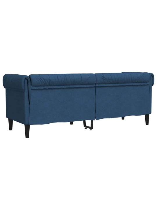 Trīsvietīgs chesterfield dīvāns, zils audums