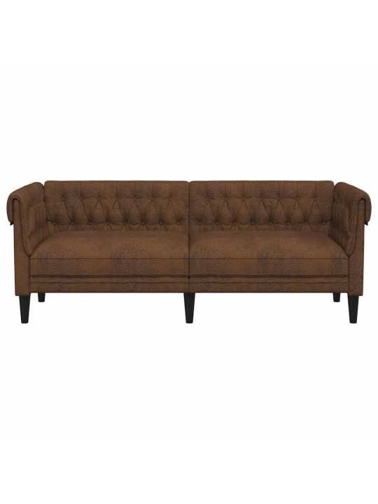 Trīsvietīgs chesterfield dīvāns, brūns audums