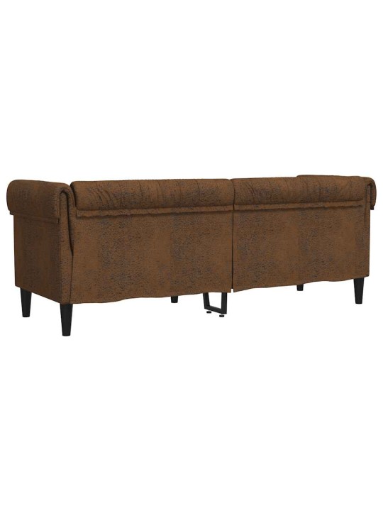Trīsvietīgs chesterfield dīvāns, brūns audums