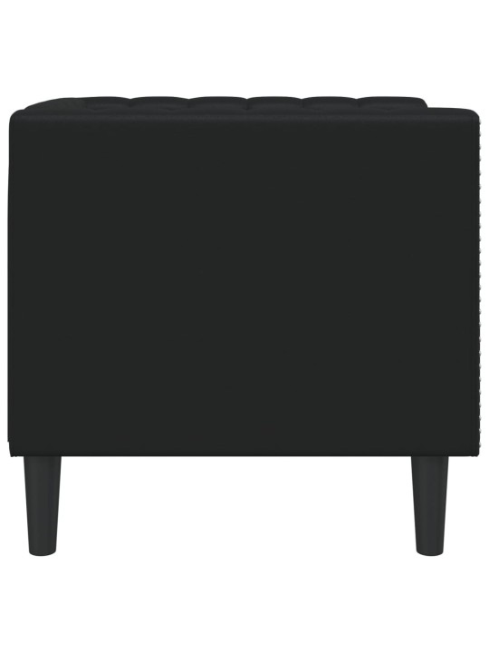 Chesterfield dīvāna krēsls melns mākslīgās ādas