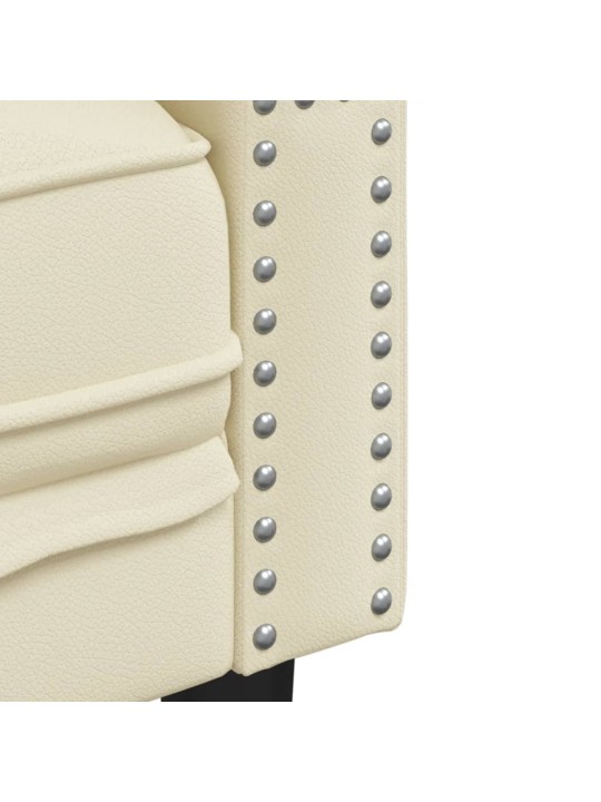 Chesterfield atpūtas krēsls, krēmkrāsas mākslīgā āda