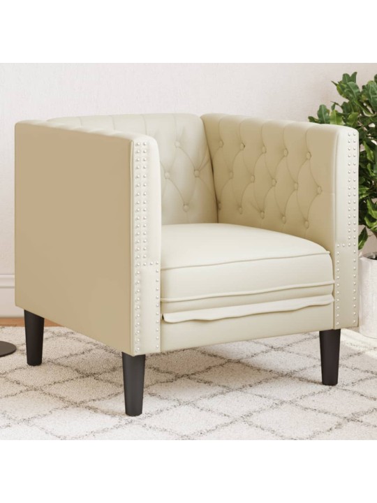Chesterfield atpūtas krēsls, krēmkrāsas mākslīgā āda