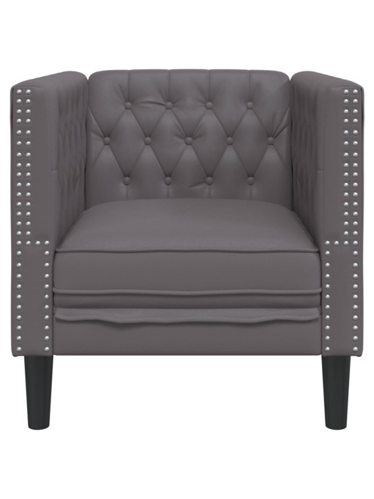 Chesterfield atpūtas krēsls, pelēks mākslīgā āda