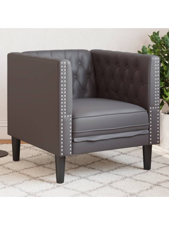 Chesterfield atpūtas krēsls, pelēks mākslīgā āda